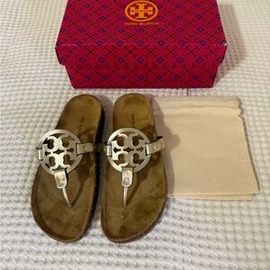 NEW Tory Burch Miller Cloud Spark Gold Sandals Size 7.5 NWT